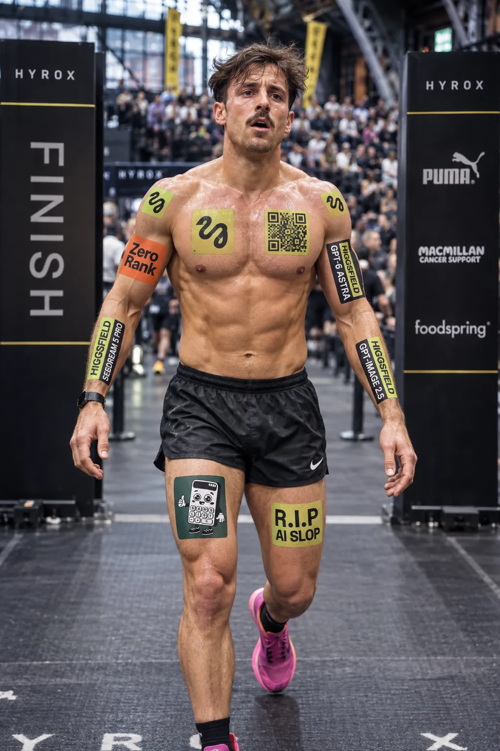 Marc Lou with the sponsor tattoos from his September 2026 HYROX auction
